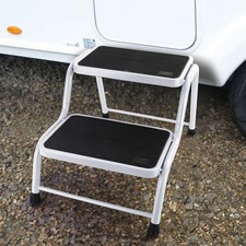 Wohnwagen Caravan Doppel Trittstufe Treppe 2 Stufen Podest bis 150kg Weiß