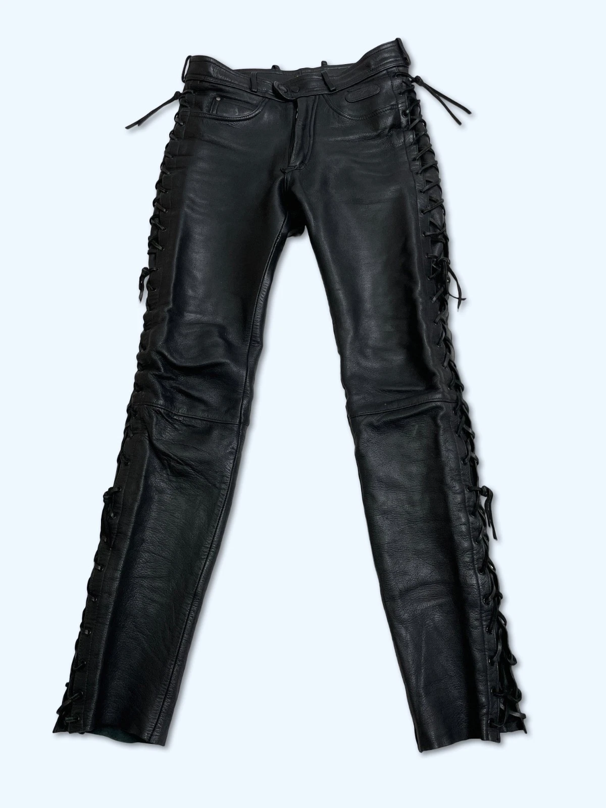 HEIN GERICKE Mens Lace-Up100% Leather Motorcycle Trousers Pants W32" L33"