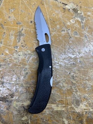Gerber 450 E-Z Out USA Folding Knife Partially Serrated Lockback Black