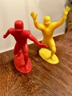 Vintage 1969 Louis Marx Yellow and Red Plastic Football Players 2