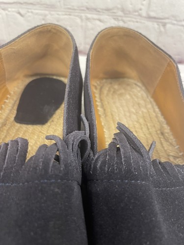 Espadrillas Chloe da donna in camoscio con frange e plateau nere taglia 8,5 US 39EU - Foto 11 di 12
