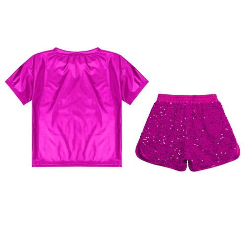 Kids Set Performance Sportswear Exercise Outfits Metallic Activewear Sequins - Picture 40 of 79