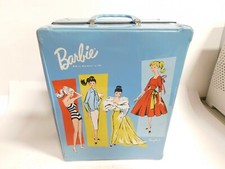 Lot of Vintage Barbie Dolls Blue Doll Carrying Case 1961 Ponytail Mattel