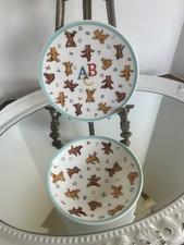 Tiffany  Co Alphabet Bears Baby Child 2 Piece Plate Bowl Porcelain Dish Set
