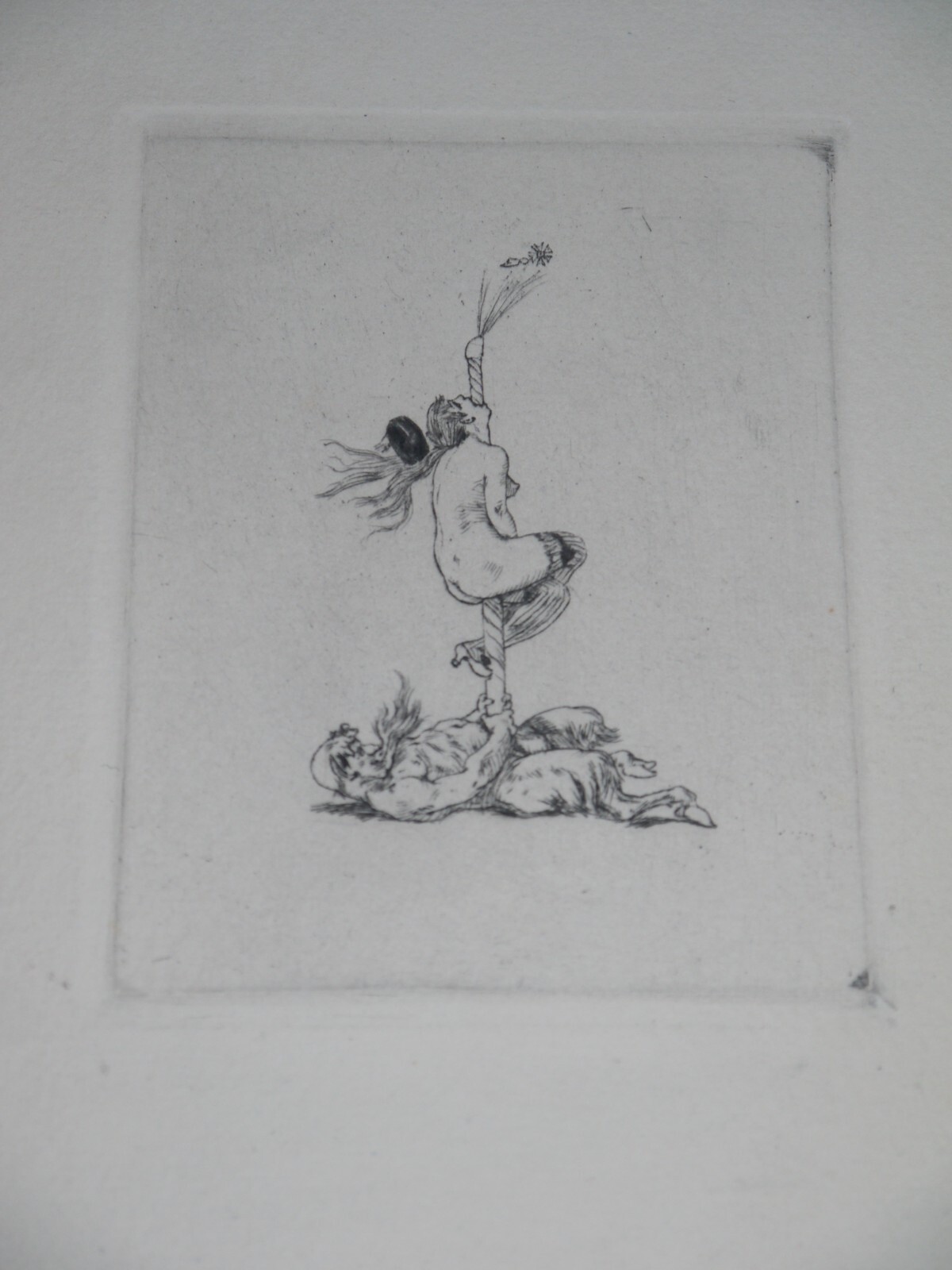 Félicien Rops La vrille eau-forte originale de toute rareté cachet collection