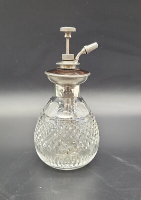 Antique Vintage Crystal Sterling Silver Perfume Bottle Atomiser