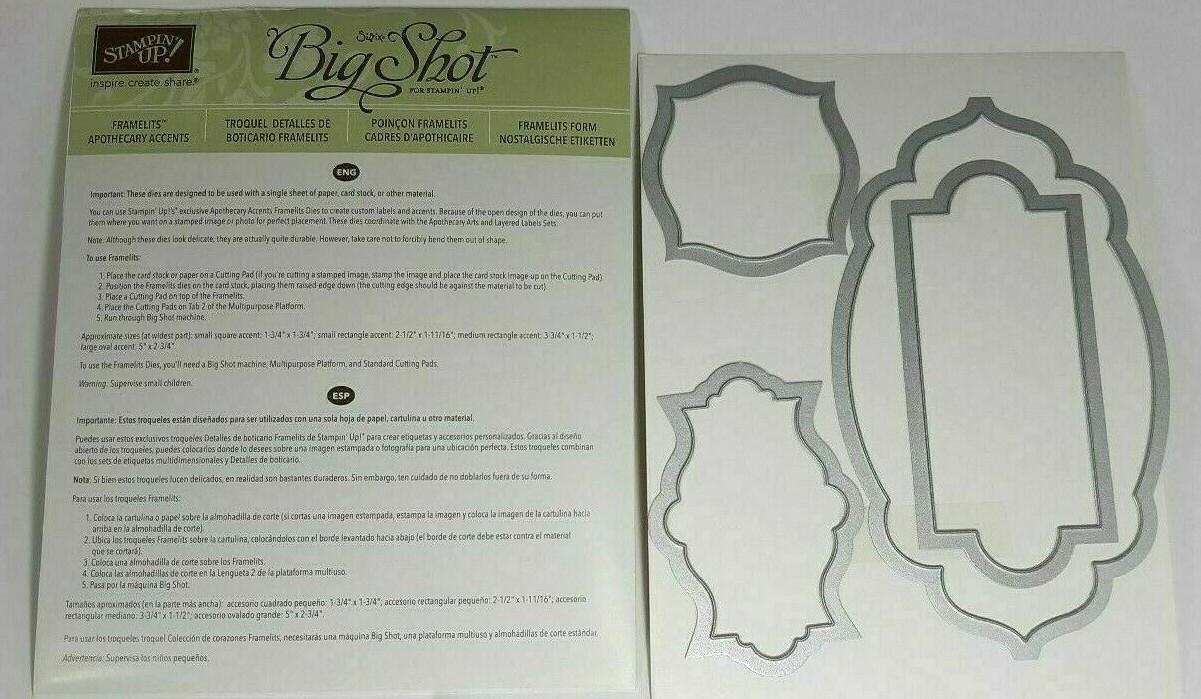 Stampin Up Apothecary Accents  Framelits  127003