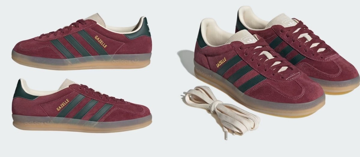 adidas Originals Gazelle Indoor Mens Shadow Red Shadow Green JH5403 Multiple Siz Adidas Gazelle Indoor Sneaker in Shadow Red/Shadow Green  main image 4