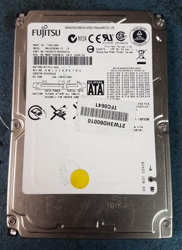 FUJITSU 80GB SATA LAPTOP 2,5" FESTPLATTE 9,5MM MHV2080BH CA06672-B35300TW