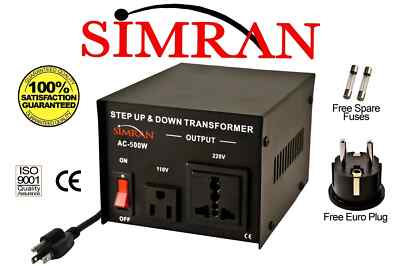 Simran AC-500W 110V 220V Power Source Voltage Converter Up-Down Transformer
