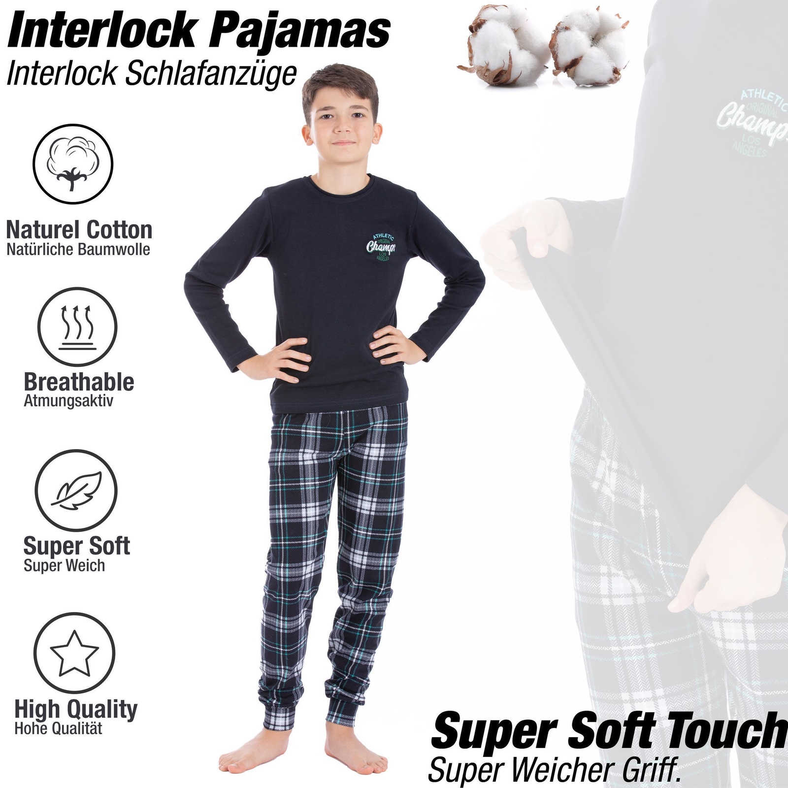 Timone Jungen Pyjama Langarm Baumwolle - Zweiteiliger Schlafanzug TI112