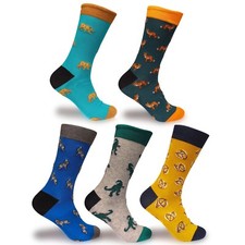 Men's Funny Novelty Cotton Hipster Dress Socks - Fashionable Unique Value Packs