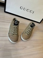 Gucci Kids Unisex Beige Leather Hightop Sneakers 28 US 11