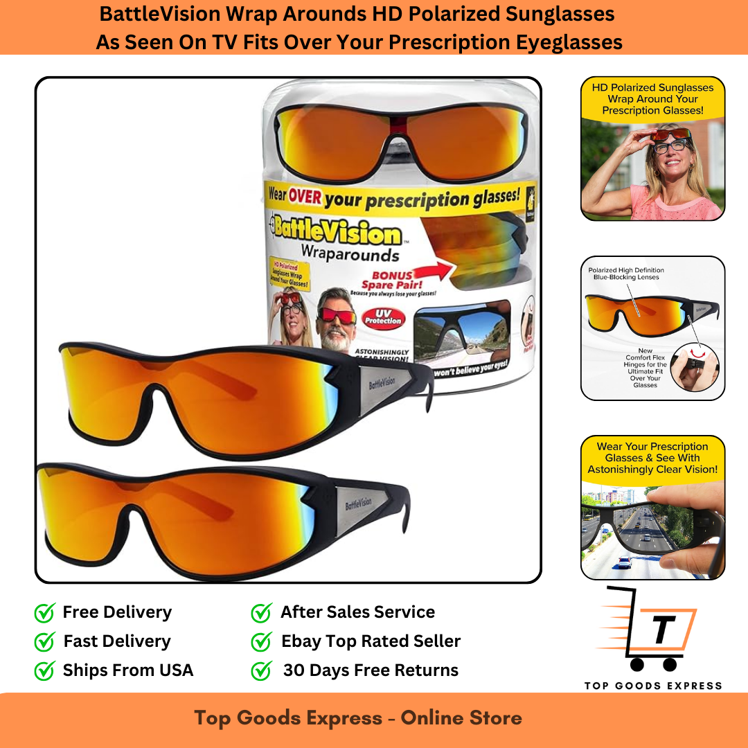 BattleVision Wrap Arounds HD Polarized Sunglasses As Seen On TV Fits Over 