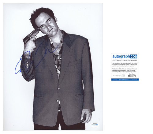 Quentin Tarantino Autographed Signed 11x14 Photo ACOA Gun Image