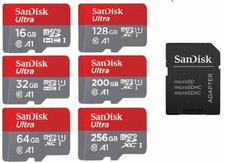 SanDisk ULTRA 32GB 64GB 128GB 256GB memory card Micro SD 140MBs ADAPTER UK