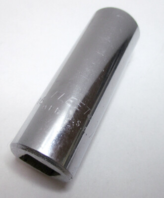 1/2 inch six point deep socket, 3/8 inch drive, Fleet 1316 * Chrome, Excellent!
