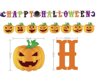 Happy Halloween Party Papier Wimpel Dekoration Kürbis Banner Buntings UK Verkäufer