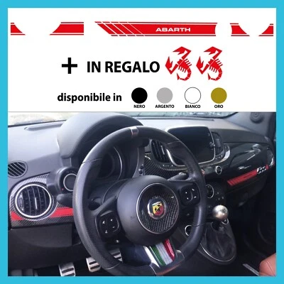 PUMU STICKERS Adhésif pour Voiture Fiat 500 Logo Abarth Scorpion 595 Set Tableau de Bord Bande