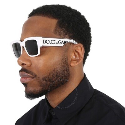 SALE! NEW D&G DG6184 331287 White Dark Grey Square Unisex Sunglasses D&G Women Sunglasses White Dark Grey Square DG6184 331287  main image 4