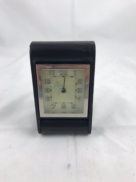 Pottery Barn Leather Desk Travel Clock Alarm Instructions Battery