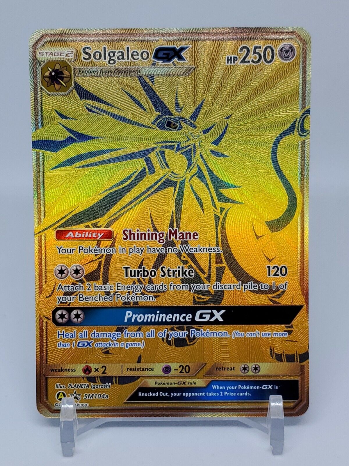 Solgaleo GX GOLD SECRET FULL ART RARE SM104a SM Hidden Fates Set Pokemon NM