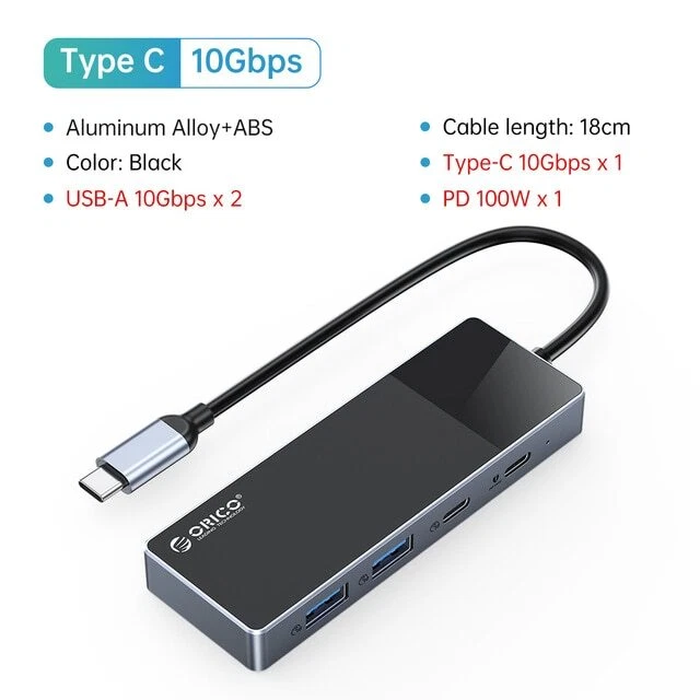 ORICO USB C Hub Type C to USB Hub Adapter Splitter USB 3.2 Gen 2 w/ 4 USB Ports
