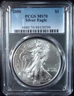 2000 1oz Silver American Eagle Dollar - PCGS MS 70