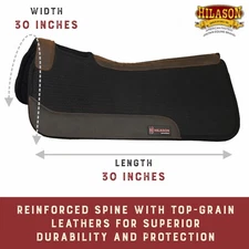 60HS Hilason Western Wool Felt Horse Saddle Pad W/ Alligator Print Leather