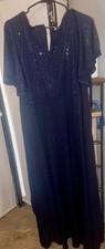 Ever Pretty Women's Formal Maxi Dress  Size 26 Dark Blue Glitter