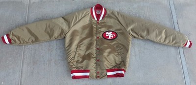 Vintage Locker Line NFL San Francisco 49ers Gold Satin Bomber Jacket Men s L