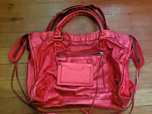 Balenciaga 2004 Holiday Metallic Red City Bag