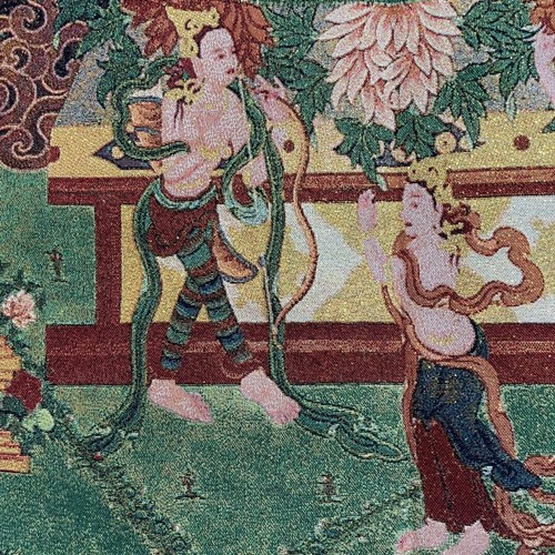 Arazzo murale 35" decorazione tibetano panno seta ricamo shakyamuni buddha thangka - Foto 6 di 8