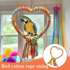 Bird Cotton Rope Heart Shape Stand Chewing Bite Ring Stand Climb Toy Bird Supply