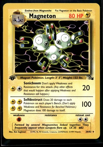 1999 Pokemon Fossil 26 Magneton 1st Edition NON Holo LP 