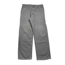 VTG Y2K Carhartt Carpenter Pants Grey Canvas Work Utility Straight Mens 32x30