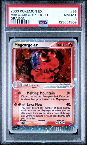 2003 Pokémon Magcargo ex Holo Rare PSA 8 NM-Mint, E-Reader EX Dragon #95