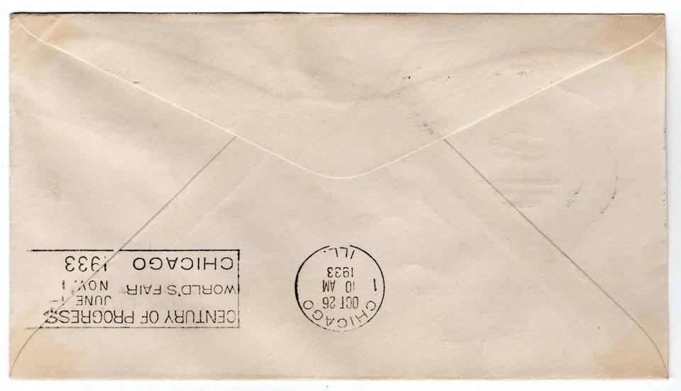 C18 Century of Progress 50c Zeppelin 1933 Miami FL Flown to Chicago Rice Cachet - Image 3 of 3