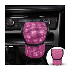 zipelo Bling Car Gear Shift Knob Cover, Rhinestone Anti-Slip Comfortable Pink