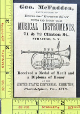 RARE Antique 1878 Ad G. McFadden Musical Instruments Philadelphia PA Vtg Cornet