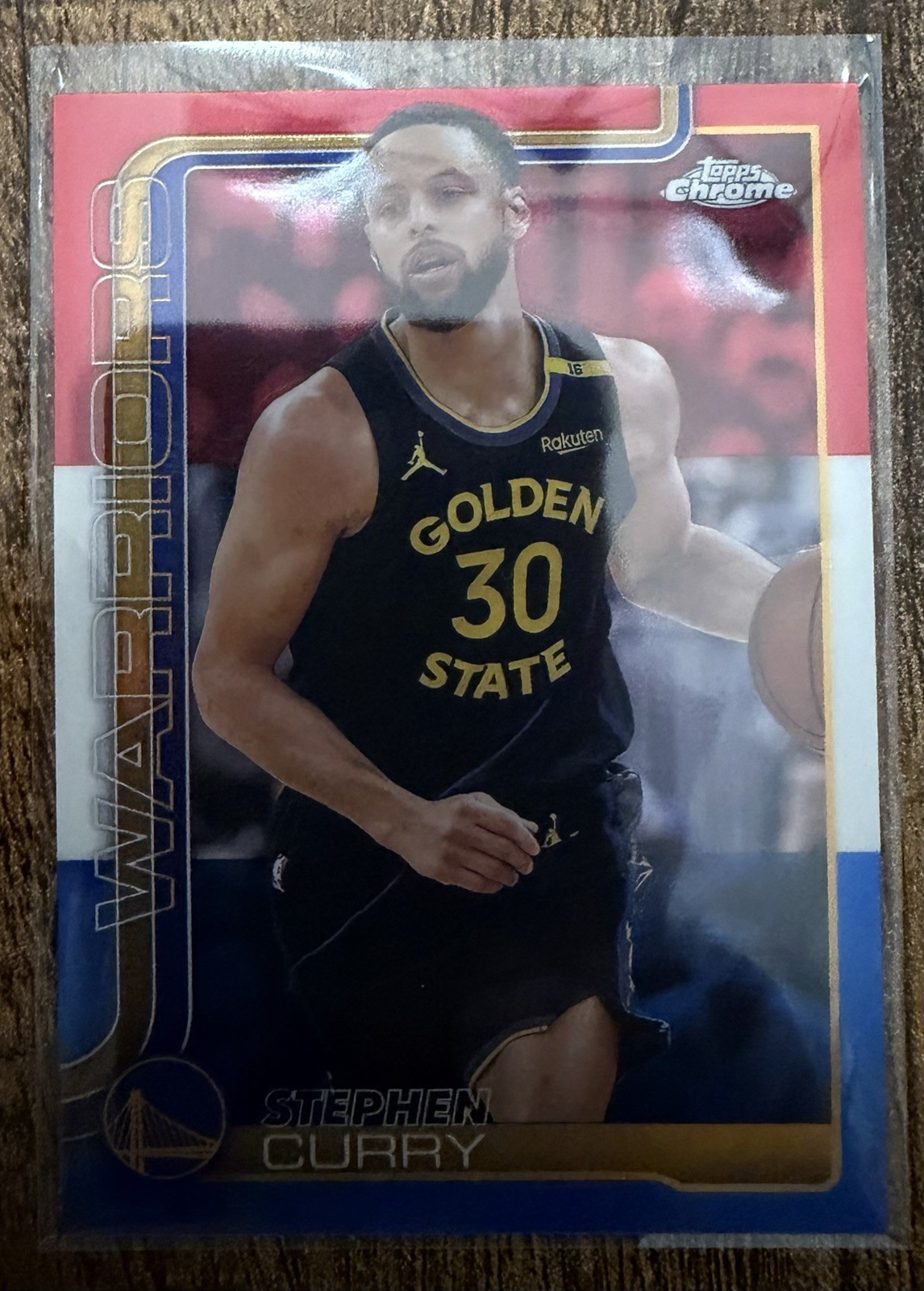 2025-26 Topps Chrome Stephen Curry #201 Red White Blue
