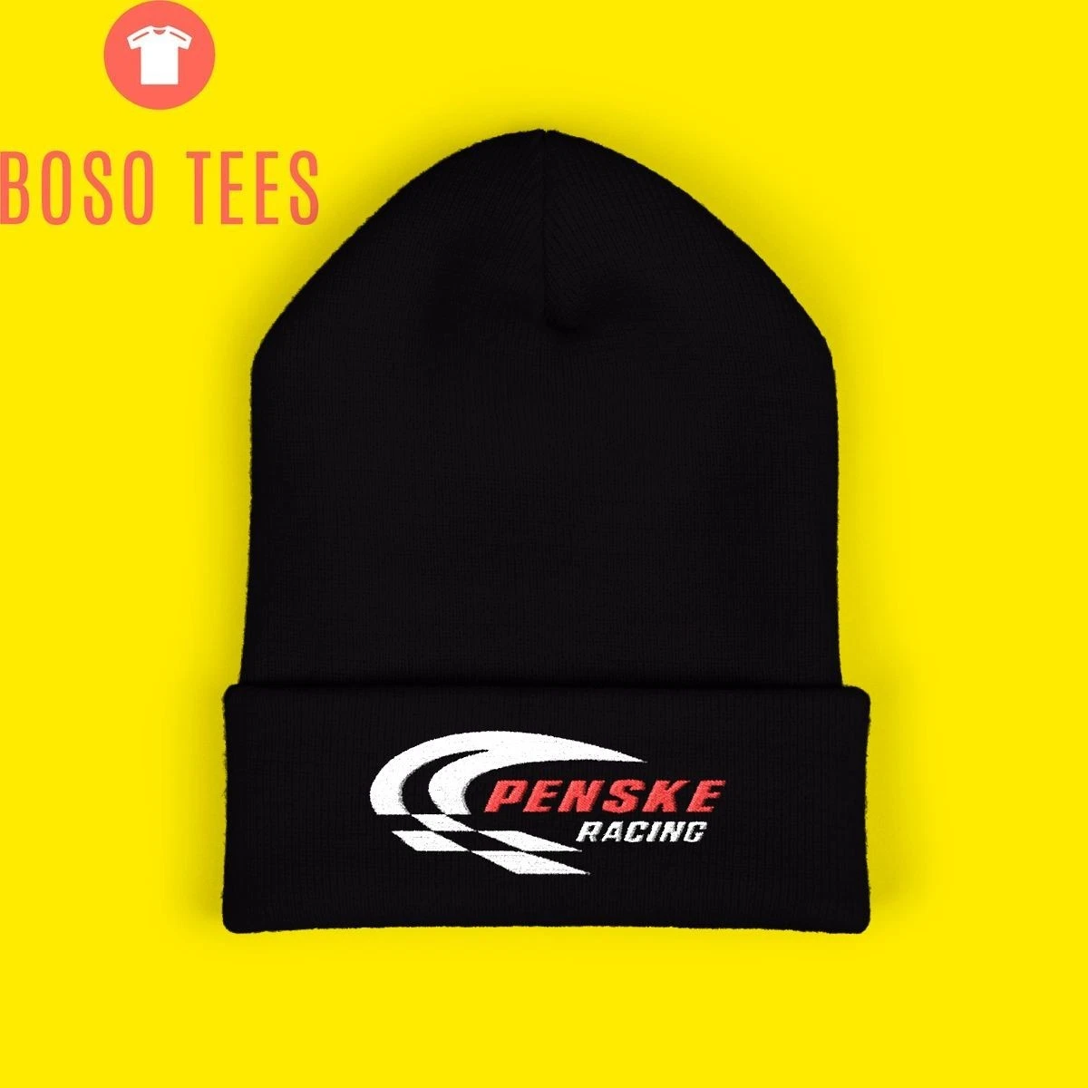 Penske Racing Shocks Black Beanie Hat Size Adult