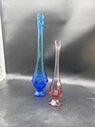 Pair Of Vintage Fenton  Swung Vases  15 1/2 Inch And 10 1/2 Inch .