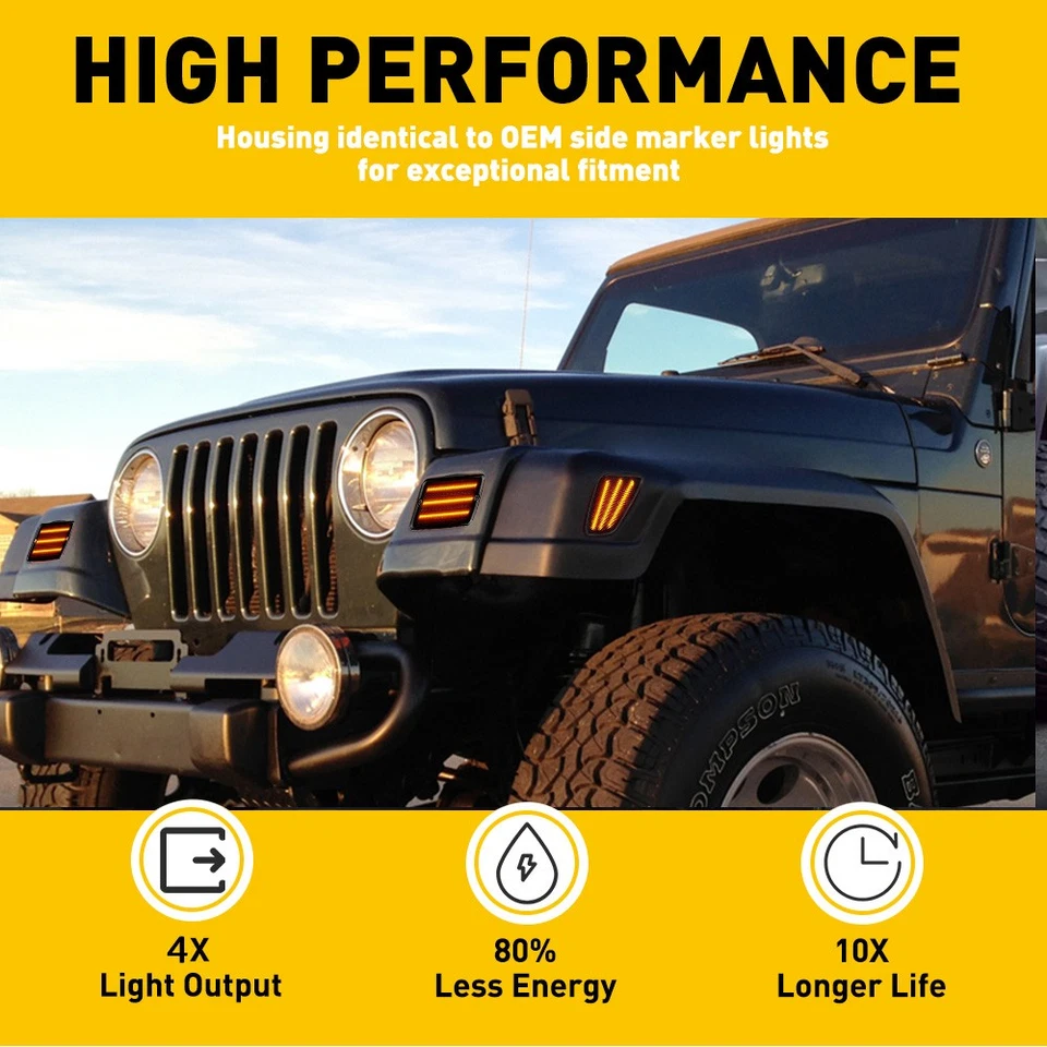 Para Jeep Wrangler TJ 1997-2006 Nuevo Parachoques Transparente Señal Guardabarros Luces Marcadoras Laterales Foto 3 de 4