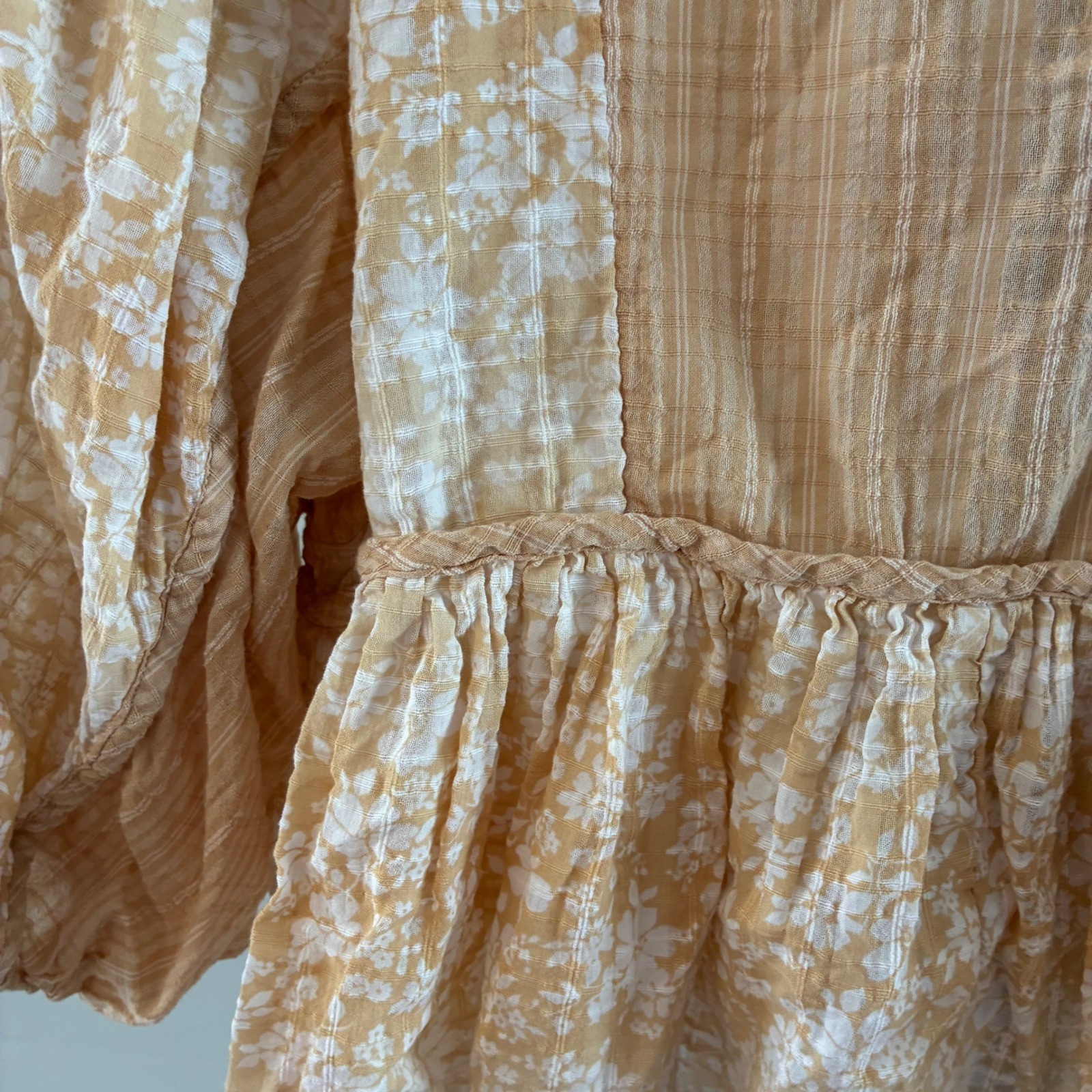 American Eagle Patchwork Floral Plaid Babydoll Bl… - image 8