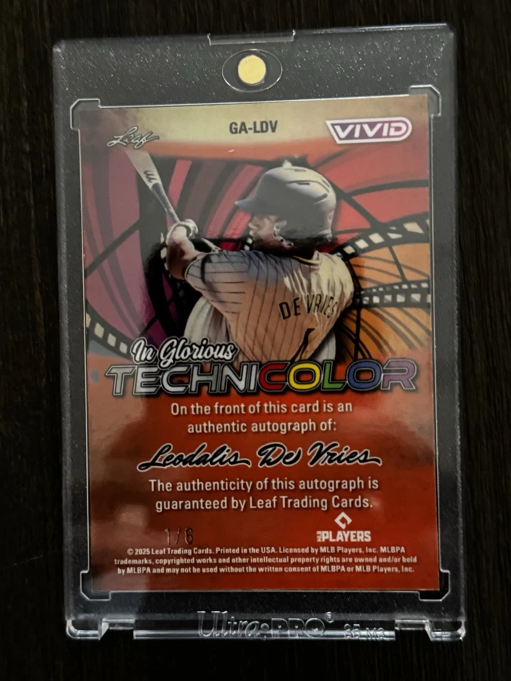 2025 Leaf Vivid Leo De Vries numerado automaticamente 1/6 - Imagem 2 de 2