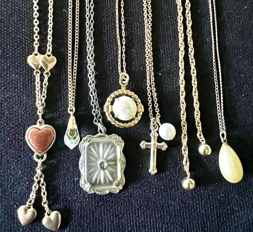 Vintage Jewelry Lot Camphor Glass Necklace 1928 Trifari Gold Filled Crystal