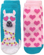 Girl'S Cute Llama and Heart Fuzzy Slipper Socks 2 Pack, Multi, 12-24 Months
