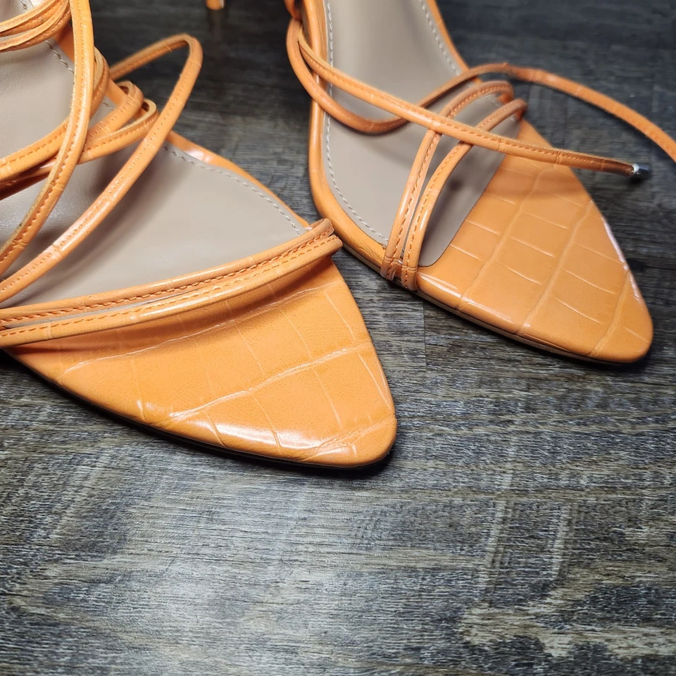 Steve Madden Tacones Stilleto Naranja Flamenco Mujer Talla 9M Tirantes Con Cordones Y2K  Foto 3 de 4