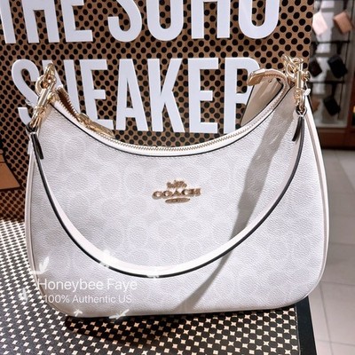 Coach Womens Teri Hobo Crossbody Shoulder Bag Signature Canvas